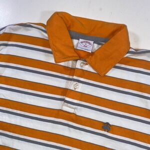 Brooks Brothers‎ 346 Striped Polo Shirt Mens Size M Short Sleeve Orange Gray